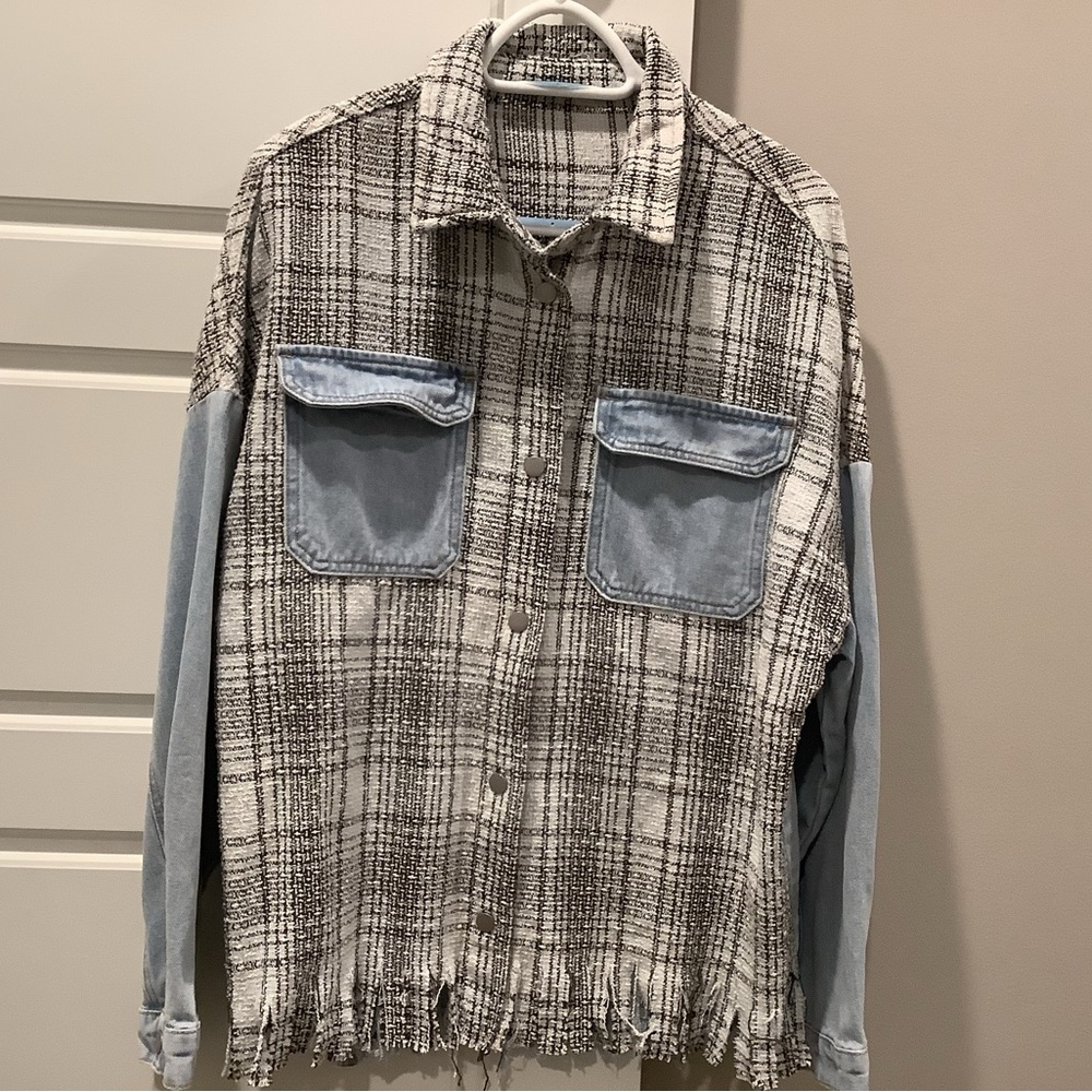 Plaid  and Jean Shirt Jacket